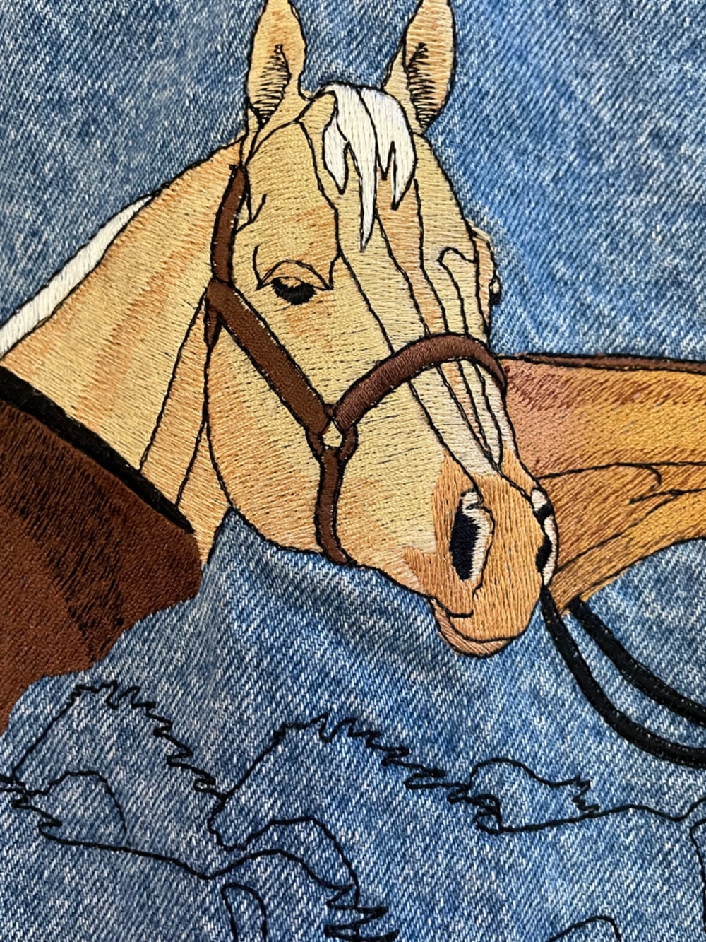 Lee denim jean jacket with custom horse embroidery Vgt piece from late 80’s - Picture 5 of 8